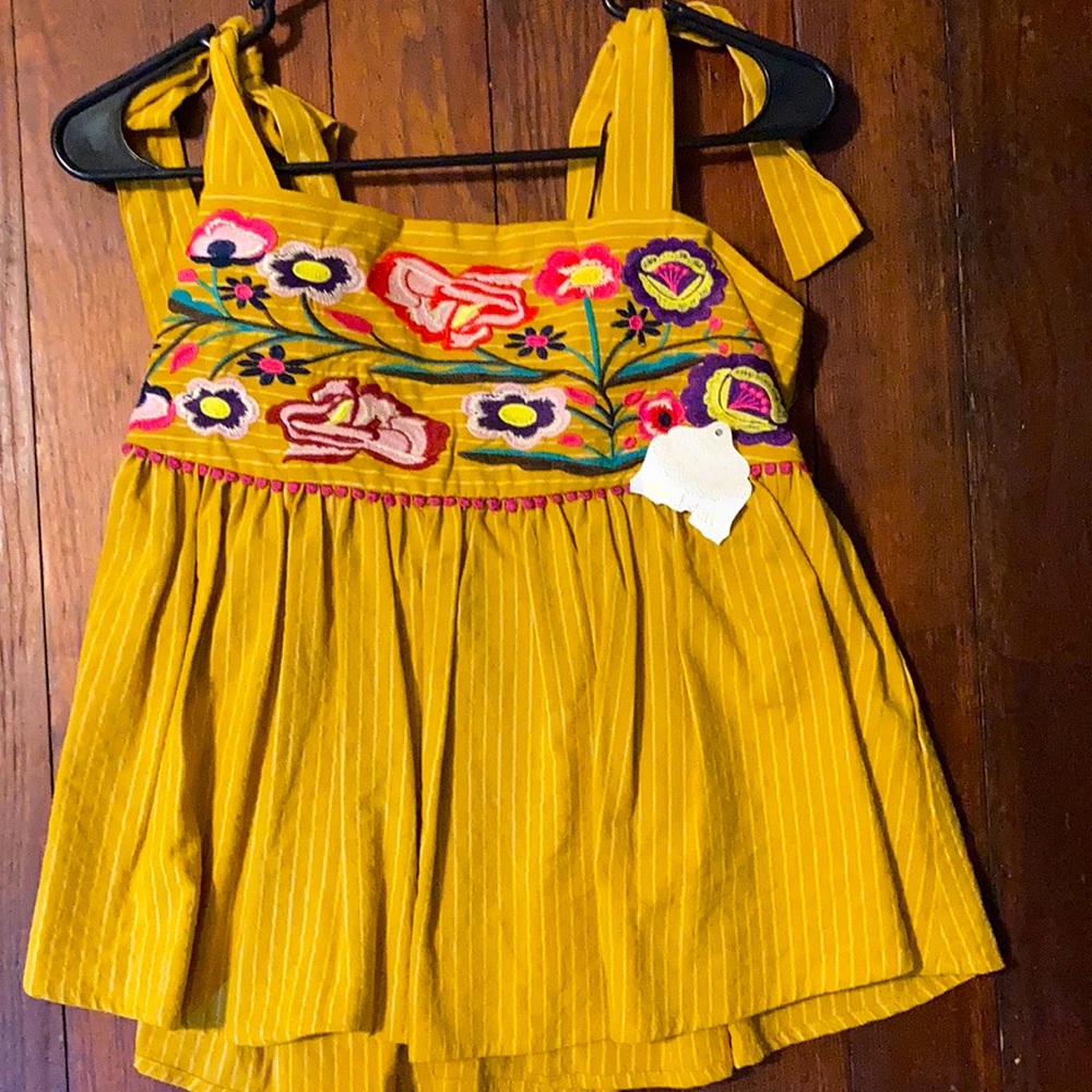 Altard state boho tie strap mustard tank